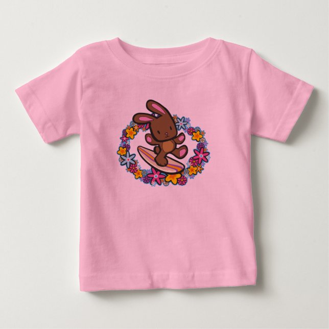 Chocolate Surfing Bunny Småbarn T-Shirts (Framsida)