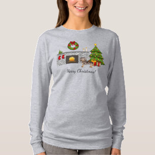 Chocolate & Tan Dapple Korthårig Dachshund - Jul T Shirt