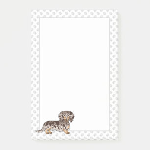 Chocolate & Tan Dapple Long Hair Dachshund & Tass Post-it Block
