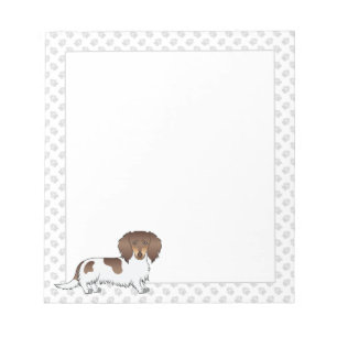 Chocolate & Tan Piebald Long Hair Dachshund & Tass Anteckningsblock