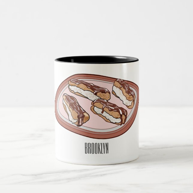 Chocolate-tecknad illustration Två-Tonad mugg (Center)