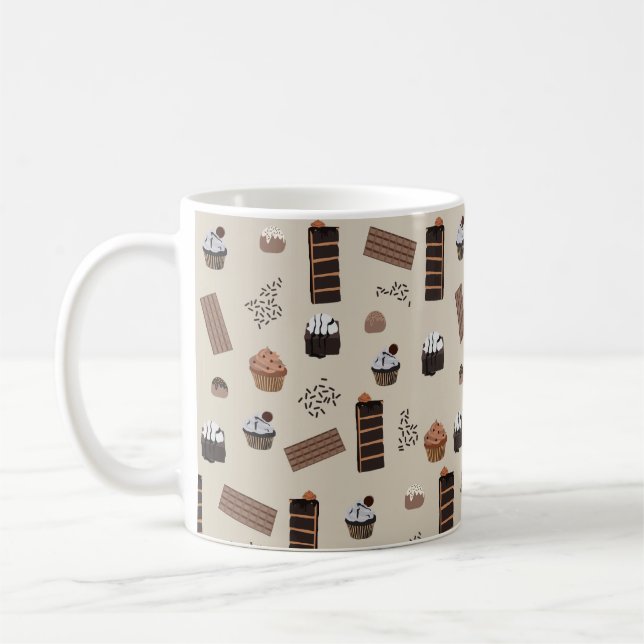 Chocolate Theme Mönster Kaffemugg (Vänster)