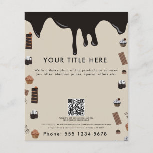 Chocolate Theme Mönster QR-kod, affärsFlyer Flygblad