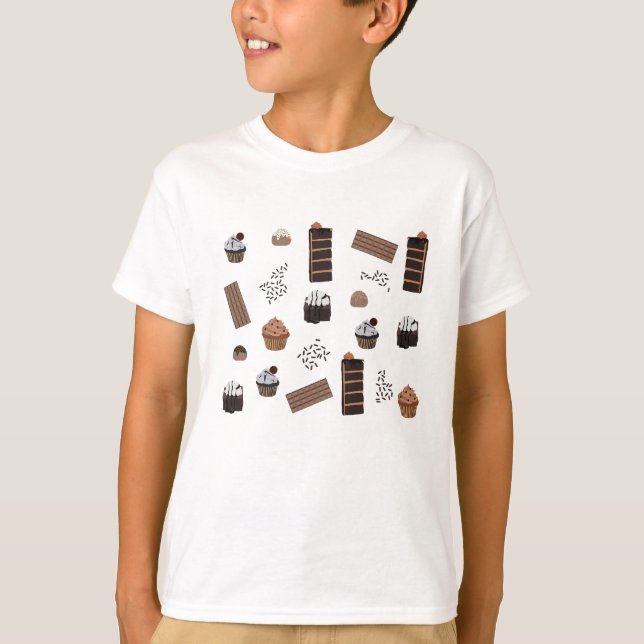Chocolate Theme Mönster T Shirt (Framsida)