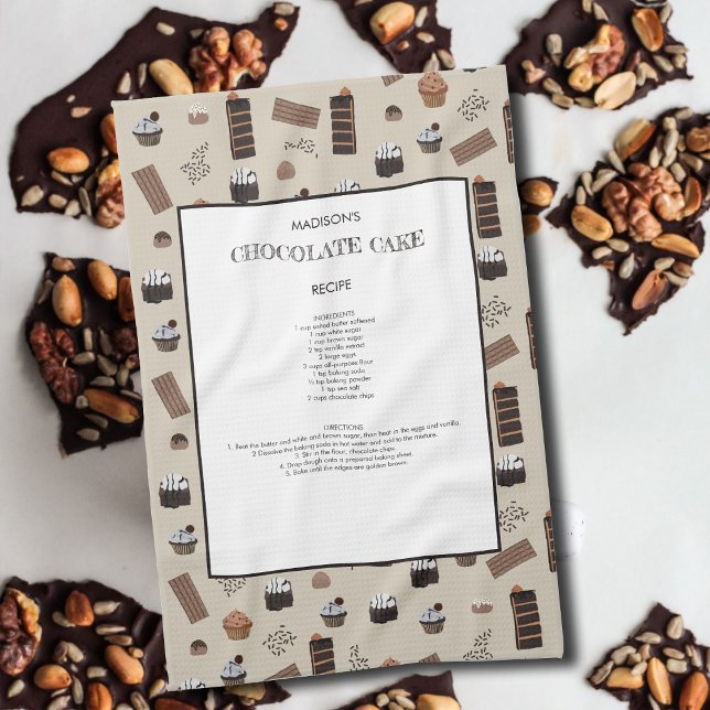 Chocolate Themme Chocolate Recipe Keepsaké Kökshandduk (Chocolate Theme Chocolate Recipe Keepsake Kitchen Towel)