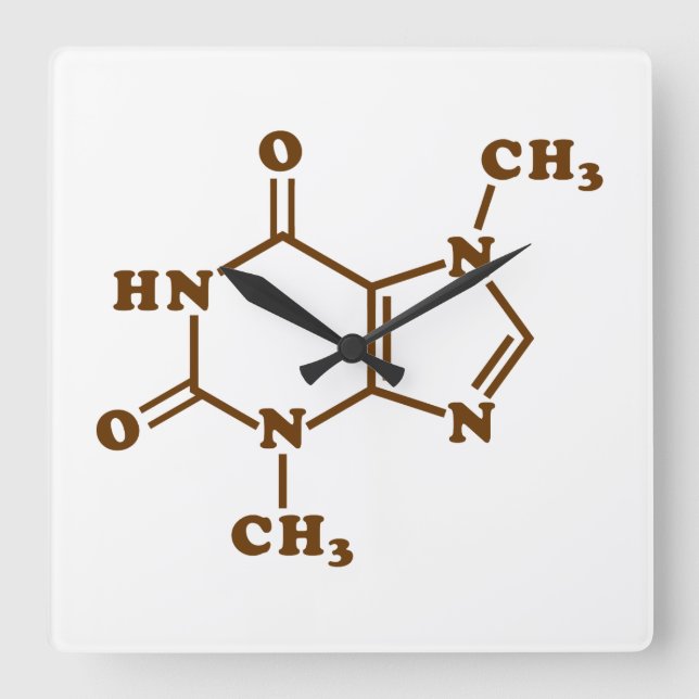 Chocolate Theobromine Molecular Chemical Formula Fyrkantig Klocka (Framsida)