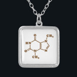 Chocolate Theobromine Molecular Chemical Formula Silverpläterat Halsband<br><div class="desc">Choklad teobromin / Xanteosmolekyl ~ Kemisk strukturformel Organic Compound. Globe Trotters specialiserar sig på idiosynkratiskt bildmaterial från hela världen. Här hittar du unika hälsningskort,  vykort,  Poster,  Mousepads med mera.</div>