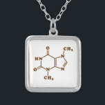 Chocolate Theobromine Molecular Chemical Formula Silverpläterat Halsband<br><div class="desc">Choklad teobromin / Xanteosmolekyl ~ Kemisk strukturformel Organic Compound. Globe Trotters specialiserar sig på idiosynkratiskt bildmaterial från hela världen. Här hittar du unika hälsningskort,  vykort,  Poster,  Mousepads med mera.</div>