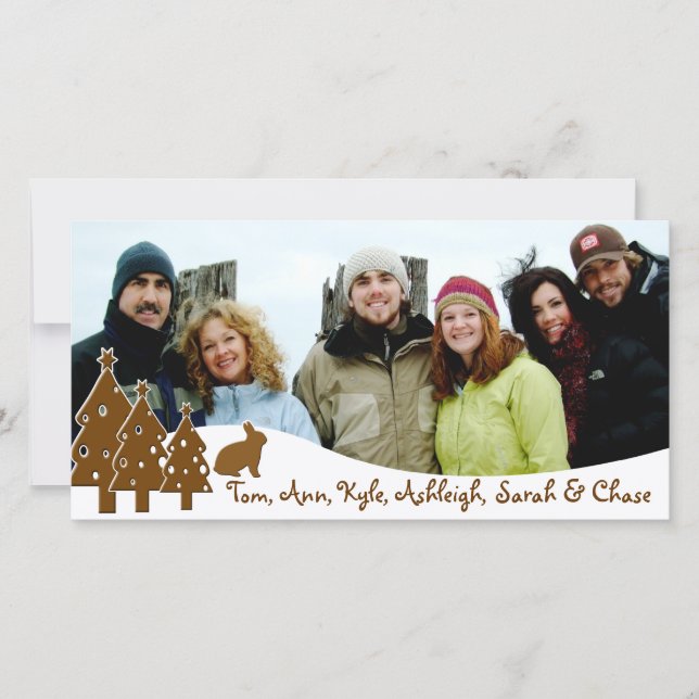 Chocolate Träd & Bunny Helgdag-foto Julkort (Framsida)