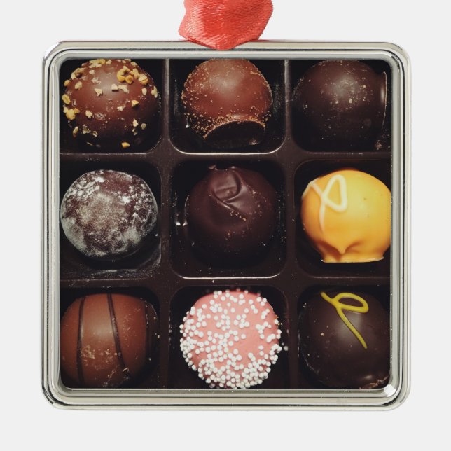 Chocolate Truffles Photo Julgransprydnad Metall (Framsidan)