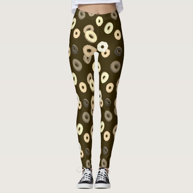 Chocolate vanilla donuts elegant mönster brun leggings (Framsida)