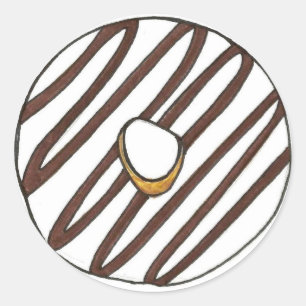 Chocolate Vanilla Zebra Rand Iced Donut Doughnut Runt Klistermärke