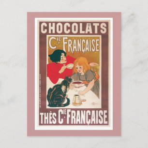 Chocolate ~ Vintage Hett Chocolate Drink Ad Vykort