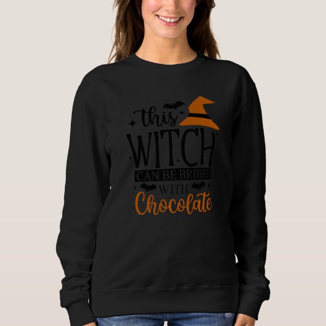 Chocolate Witch Chocoholic Ladies Halloween T Shirt (Framsida)