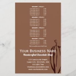 Chocolatier Chocolate Shop Menu, Modern Pod Cocoa Flygblad
