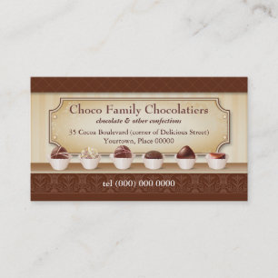 Chocolatier visning kontrar visitkorten visitkort