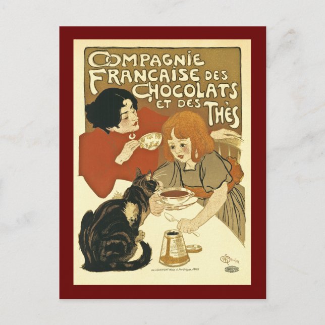 Chocolats Vintage Fransk Annons Chocolate Vykort (Framsida)