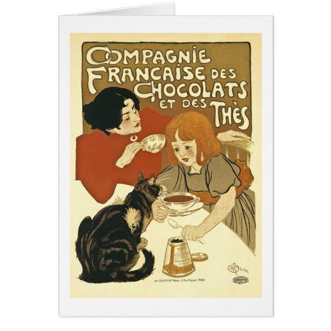 Chocolats - vintagefranskannons hälsningskort (Framsidan)