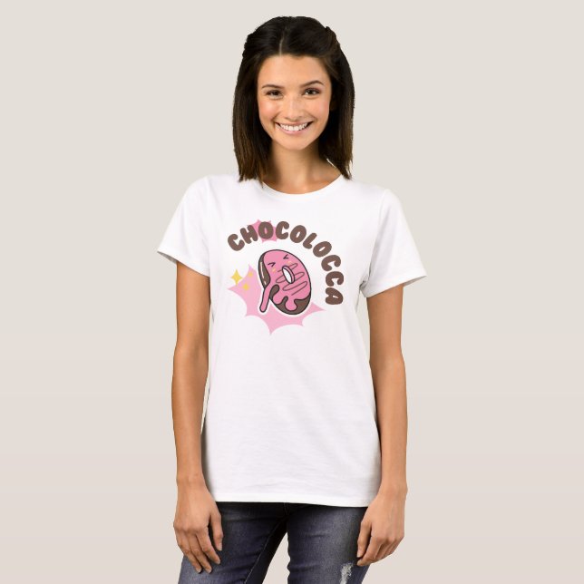 chocolocca (galen i choklad med munkar) t shirt (Hel framsida)