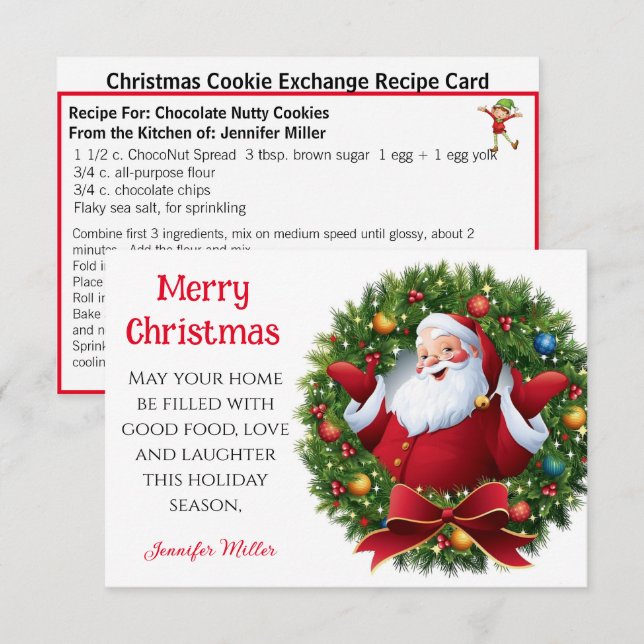 ChocoNut Cookie Exchange Rececipe-delningsjul (Fram/baksida)