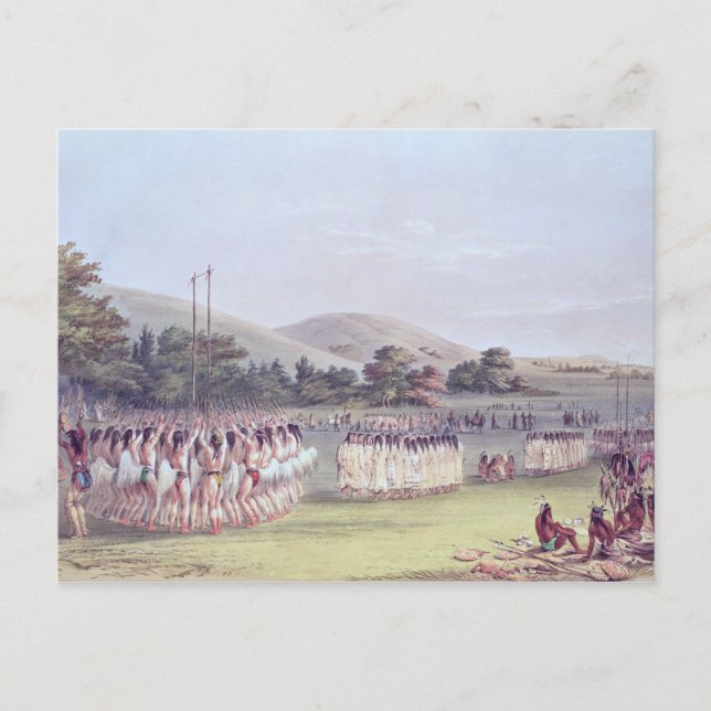 Choctaw Bollspelsdans, 1834-35 Vykort (Framsida)