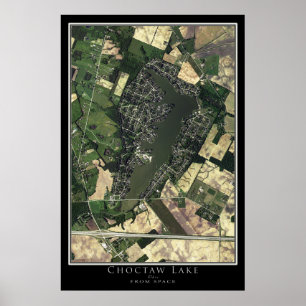 Choctaw Sjö Ohio Satellite Poster Karta