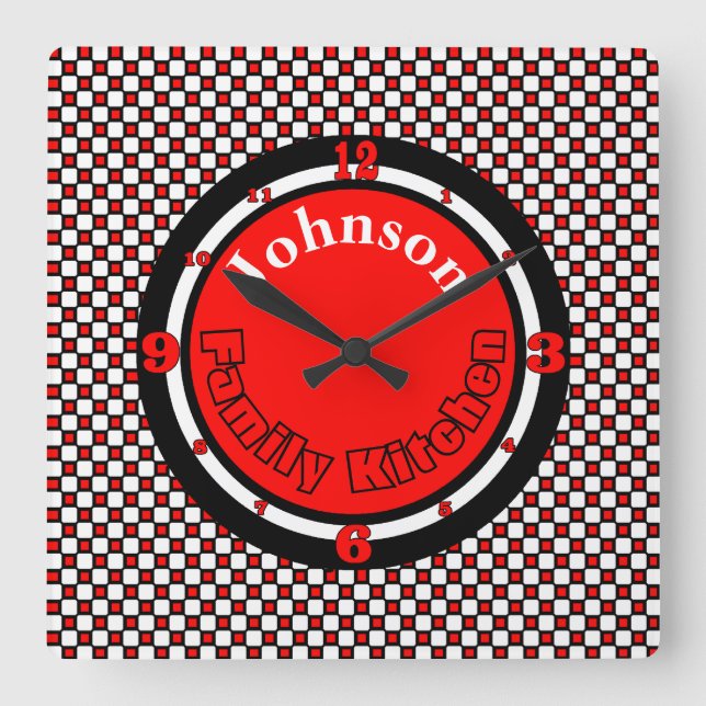 Choice-Personlig för Family Kitchen Färg Fyrkantig Klocka (Framsida)
