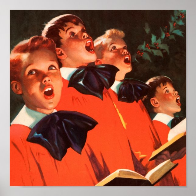 Choir Boys Singing Choir Holly Ivy Helgdag Robes Poster (Framsidan)