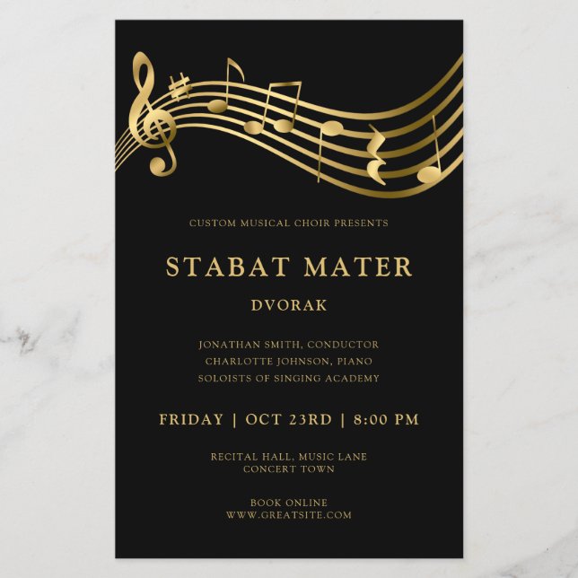 Choir Consert Flyer Template Elegant Musik noter (Framsidan)