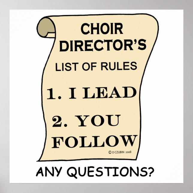 Choir Director List of Regler Poster (Framsidan)