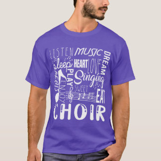 Choir Music Heart Kärlek Musical Note Eat Sömnflic T Shirt