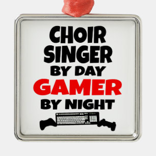 Choir Singer by Day Gamer by Night Julgransprydnad Metall