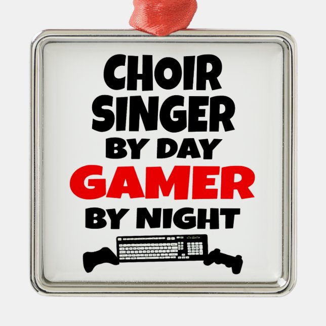 Choir Singer by Day Gamer by Night Julgransprydnad Metall (Framsidan)