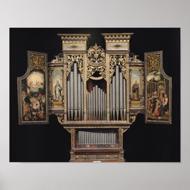Choirorgan med öppna paneler poster (Framsidan)
