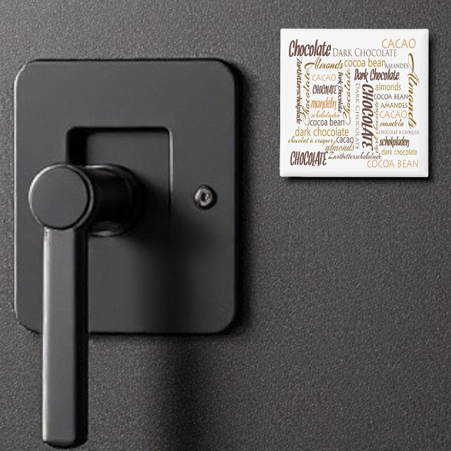 Choklad, Almonds och Mörk Chocolate Text Design Magnet (chocolate lover 2" square magnet)