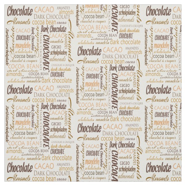 Choklad, Almonds och Mörk Chocolate Text Design Tyg (Provkarta)
