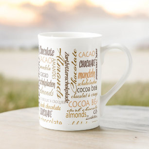 Choklad Älskare flerspråkig typografi i brun Benporslin Mugg