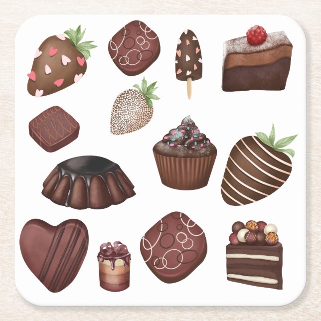 Choklad Älskare Underlägg Papper Kvadrat (Framsidan)