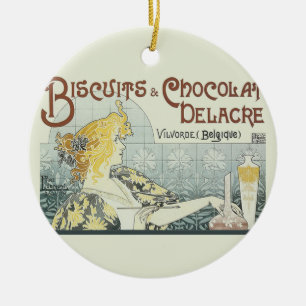 Choklad Art Nouveau Julgransprydnad Keramik