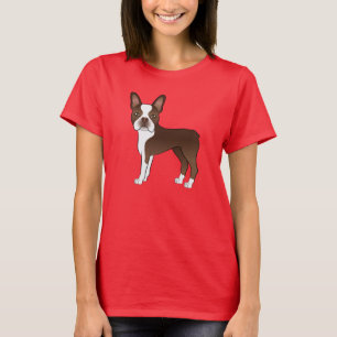 Choklad Boston Terrier Tecknad Hund Illustration T Shirt