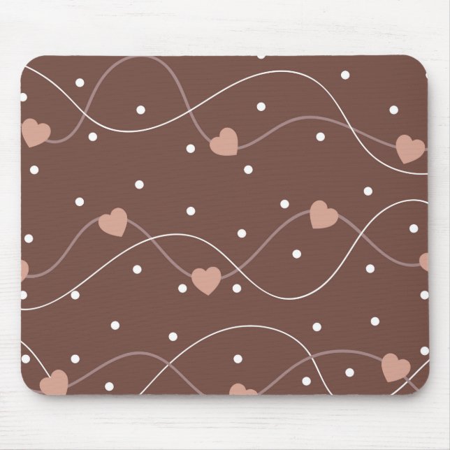 Choklad Brown med Rosa Hearts Mönster Musmatta (Framsidan)