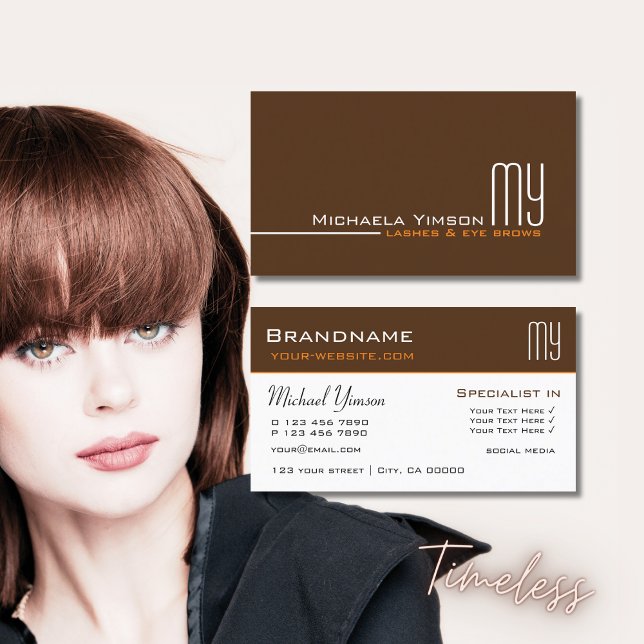 Choklad Brown och White med Initialer Elegant Visitkort (Skapare uppladdad)