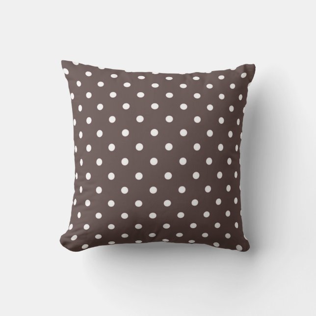 Choklad Brown Polka Dot Dekorativ kudde (Framsida)