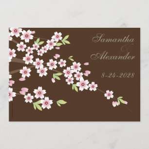 Choklad - brun körsbärsröd blommarbröllopinbjudan inbjudningar