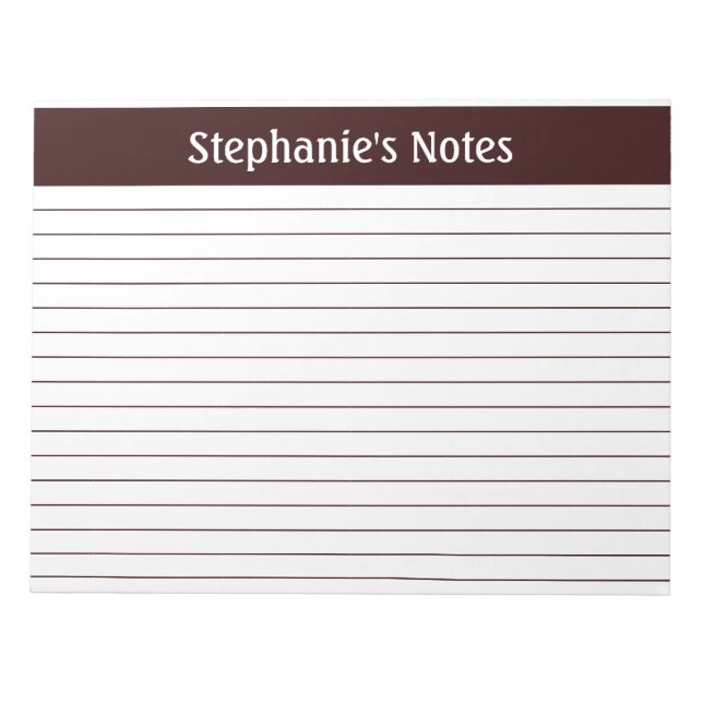 Choklad brun liggande liggande Personlig Anteckningsblock (Framsida)