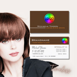 Choklad brun och vit Elegant Chic med Logotyp Visitkort