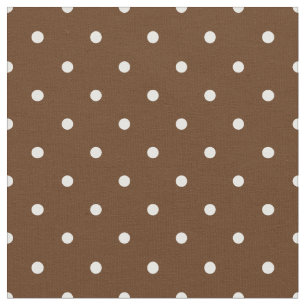 Choklad brun väv med vit Polka dots Tyg