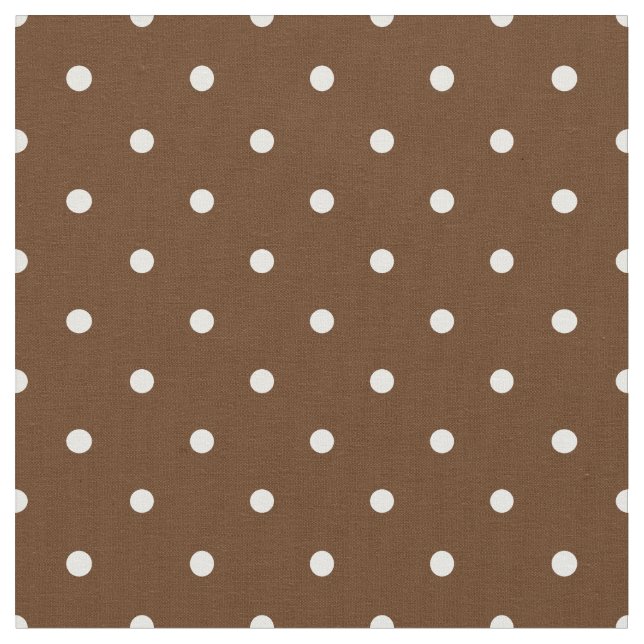 Choklad brun väv med vit Polka dots Tyg (Närbild)