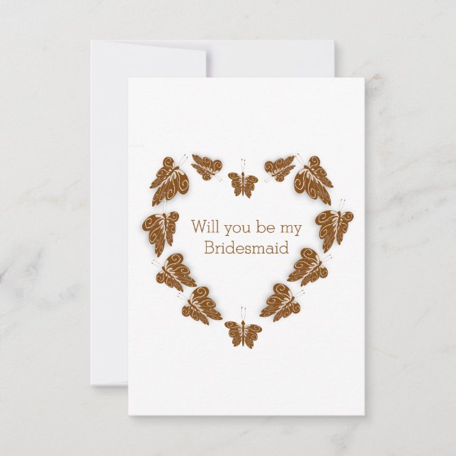 Choklad Butterflies design Bridesmaid-begäran Inbjudningar (Framsida)