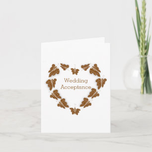 Choklad Butterflies Design Bröllop Acceptance Tack Kort